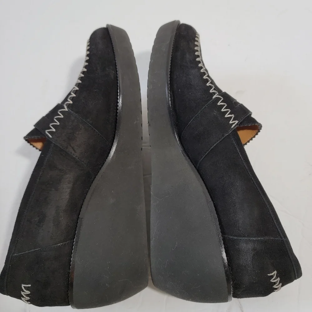 Donald J Pliner NIA Black Suede Platform Loafer Women Sz 7M Comfort Lightweight